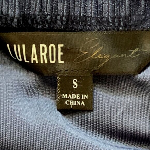 LuLaRoe Elegant Eve Ribbed Long Sleeve Dress Modest Party Sz S Blue #66K - Picture 7 of 9